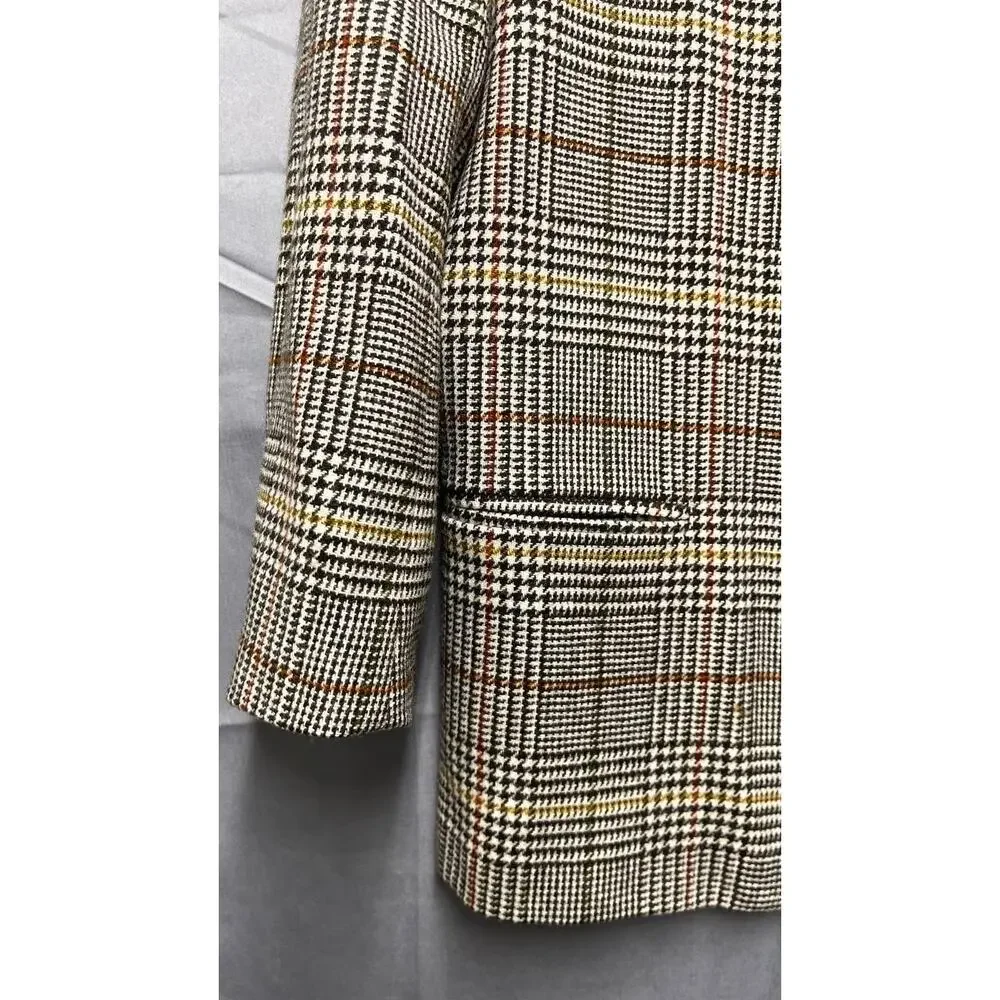 Charter Club 100 Wool Brown Plaid Blazer Prince of Wales Sz 10 Preppy‎ Academia